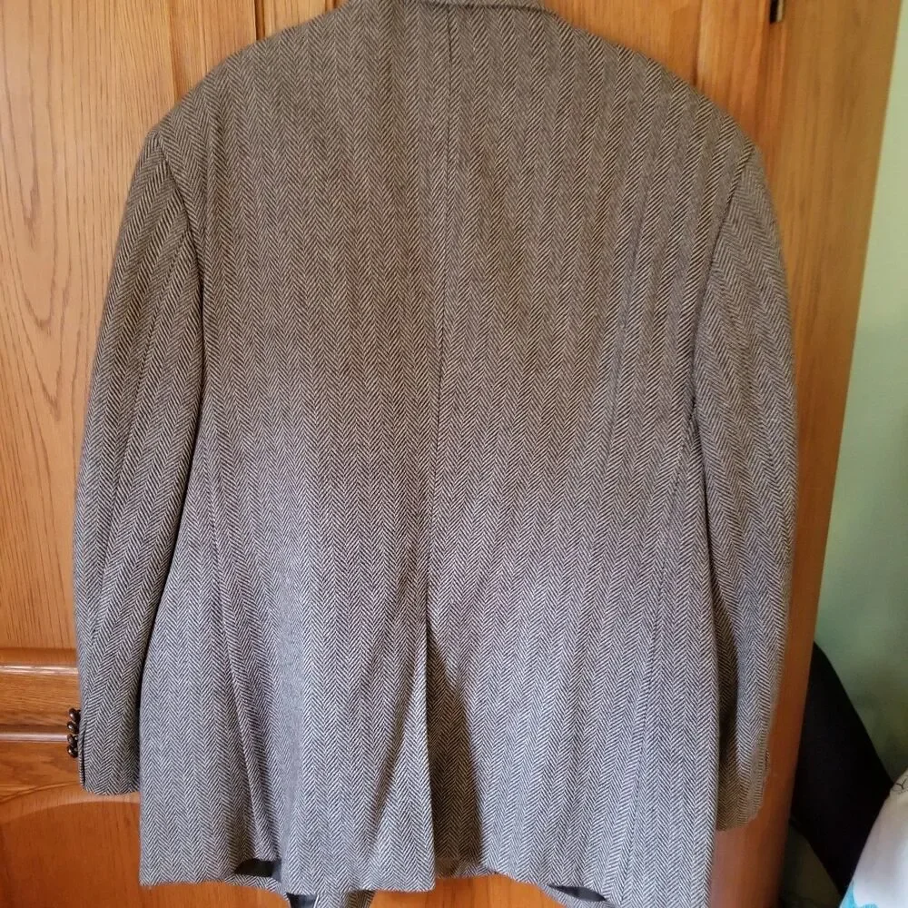 Vintage Joe Namath Signature collection brown herringbone wool blend blazer 50B